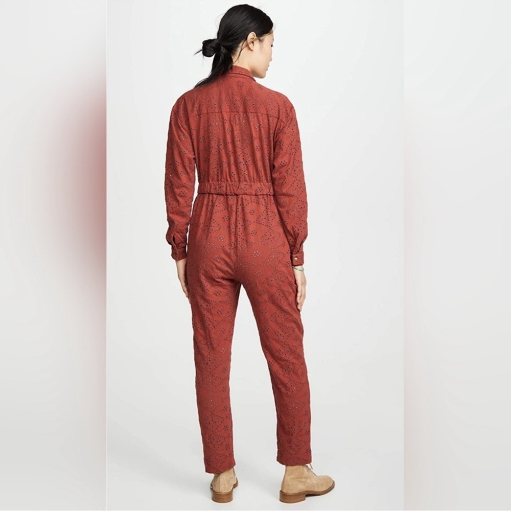 Rust Eyelet Utility Jumpsuit - Picture 3 of 6